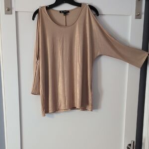 INC International Concepts Shimmering Gold Cold Shoulder Blouse